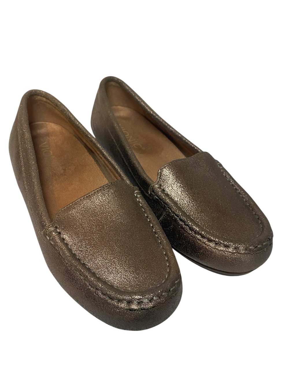 Vionic Debbie Metallic Driving Loafer Women’s 6.5 Brown Shiny Leather Slip on